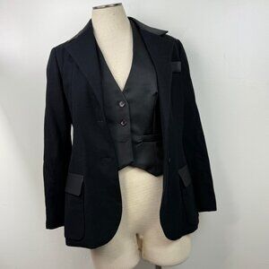 Vintage Albert Capraro 2-Piece Vest & Blazer Set Black Wool? Size 8